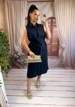 Charger l'image dans la galerie, Robe chemise mi longue bleu marine ( 36 au 48)
