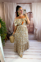Charger l'image dans la galerie, Robe col bardot beige fleuri HANEIA (36 au 44)