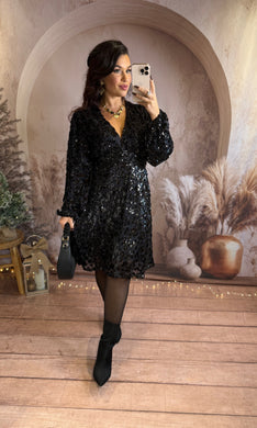 Robe LUMINA à sequins noir ( taille 40 au 48 )