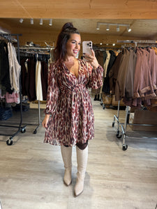 Robe courte bordeaux/écru COLETTE (36 au 48)