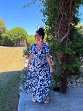 Charger l'image dans la galerie, Robe motif bleu noeud dos MAÏA (36 au 40)