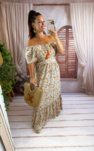 Charger l'image dans la galerie, Robe col bardot beige fleuri HANEIA (36 au 44)