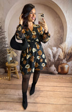 Charger l&#39;image dans la galerie, Robe courte fleuri camel/beige LÉONIE (36 au 48)⭐️