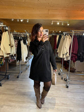 Charger l&#39;image dans la galerie, Robe courte velours noir MARIE (34 au 48)