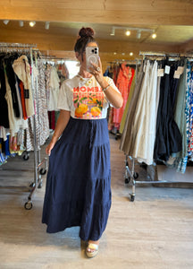 Jupe bleu marine gaz de coton LALA ☀️