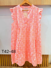 Charger l'image dans la galerie, Robe courte gaz de coton blanche motif corail VANILLE (42 au 48)