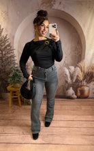 Charger l'image dans la galerie, Jeans flare gris strass ANAMARIA (38 au 50)