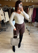 Charger l&#39;image dans la galerie, Pull côtelé beige MAISSANE (taille unique 34 au 42)