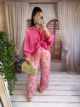 Charger l'image dans la galerie, Pantalon plissé motif rose CLEO (34 au 48)