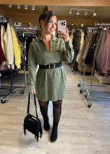 Charger l&#39;image dans la galerie, Robe denim coupe droite kaki SYLVIE (36 au 42)