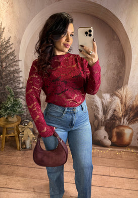 Top dentelle bordeaux LUCAS (36 au 48)