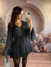 Charger l'image dans la galerie, Robe noir patineuse noir à strass AMBRE (34 au 42)