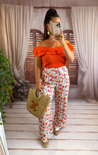 Charger l'image dans la galerie, Pantalon motif fleuri rouge/orange GREECE (34 au 48)