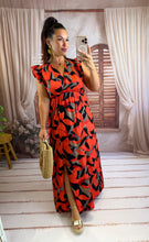 Charger l'image dans la galerie, Robe longue noir motif fleur rouge IZÏA  (36 au 48)