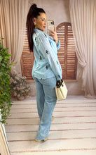 Charger l'image dans la galerie, Chemisier bleu  motif noir SYDNEY (36 au 48)