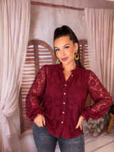 Charger l'image dans la galerie, Chemise dentelle bordeaux NAIA (36 au 48)