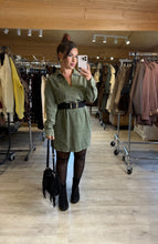 Charger l&#39;image dans la galerie, Robe denim coupe droite kaki SYLVIE (36 au 42)