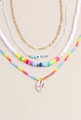 Collier perle en lot de 4 pcs modèles assortis en acier inoxydable ☀️