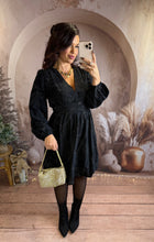 Charger l'image dans la galerie, Robe noir motif argenté ARIEL (36 au 48)
