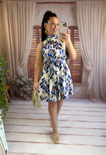 Charger l'image dans la galerie, Robe courte motif bleu/beige YELA (36 au 42)