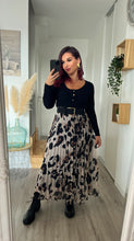 Charger l&#39;image dans la galerie, Jupe longue plissée léopard beige GABY ( 36 au 46 )