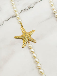 Sautoir perles et étoiles de mer