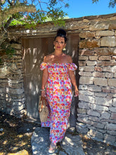 Charger l'image dans la galerie, Robe col bardot fleuri PRUNETTE (34 au 48)