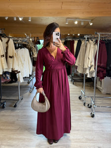 Robe longue bordeaux CINTHIA (36 au 40)