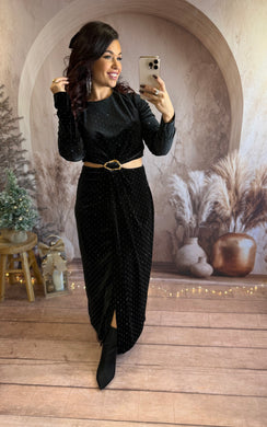 Robe noir velours à strass NEIGE (36 au 40)