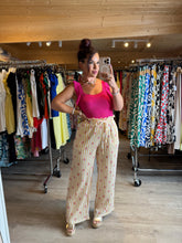 Charger l&#39;image dans la galerie, Pantalon rayé jaune fleurs gaz de coton ( 34 au 46 )