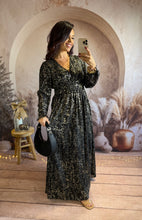 Charger l&#39;image dans la galerie, Robe longue noir éclat d&#39;or CECILIA (36 au 50) ⭐️