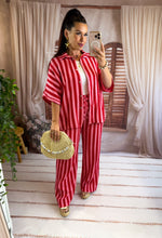 Charger l'image dans la galerie, Pantalon gaz de coton rayé rouge/rose KATIA (34 au 42)