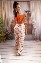 Charger l'image dans la galerie, Pantalon motif fleuri rouge/orange GREECE (34 au 48)