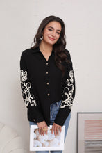 Charger l&#39;image dans la galerie, Chemise noir motif blanc DANCE (36 au 40)