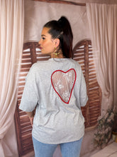 Charger l'image dans la galerie, Tee Shirt coeur dentelle gris MERCREDI (36 au 44)
