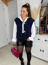 Charger l'image dans la galerie, Gilet sans manche boutons or bleu marine BILLIE (34 au 46)