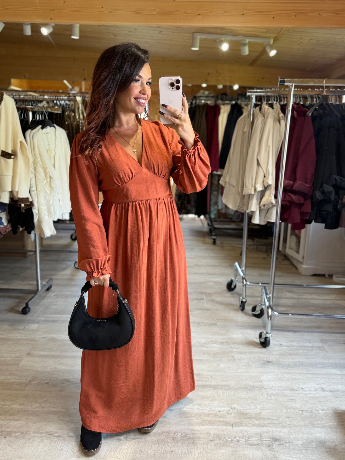 Robe longue terracotta CINTHIA  (L au 4XL)