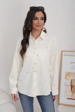Charger l&#39;image dans la galerie, Chemise effet velours coeur écru CENDY (36 au 42)