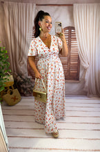 Charger l'image dans la galerie, Robe blanche fleuri orange ASTER dos nu  (34 au 46 )