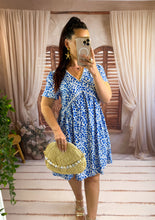 Charger l'image dans la galerie, Robe fleuri bleu ZÉLIE (36 au 50)