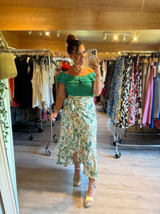 Jupe style portefeuille Baila verte ( 34 au 48 )