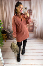 Charger l'image dans la galerie, Robe courte en velours vieux rose MARIE (34 au 48)
