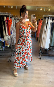 Robe fleuri rouge Catalina ( reste taille m/l et l )
