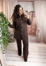 Charger l'image dans la galerie, Ensemble gilet long + pantalon cosy chocolat ANNAÉ (36 au 42 )