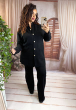 Charger l'image dans la galerie, Ensemble cosy gilet long + pantalon noir ANNAÉ (36 au 42)