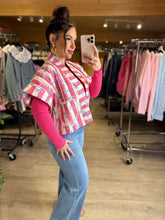 Charger l'image dans la galerie, Veste manches courtes rayée rose PAISLEY (34 au 38)