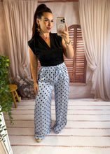 Charger l'image dans la galerie, Pantalon fluide satinée bleu pois chocolat MÉLINE (36 au 42)