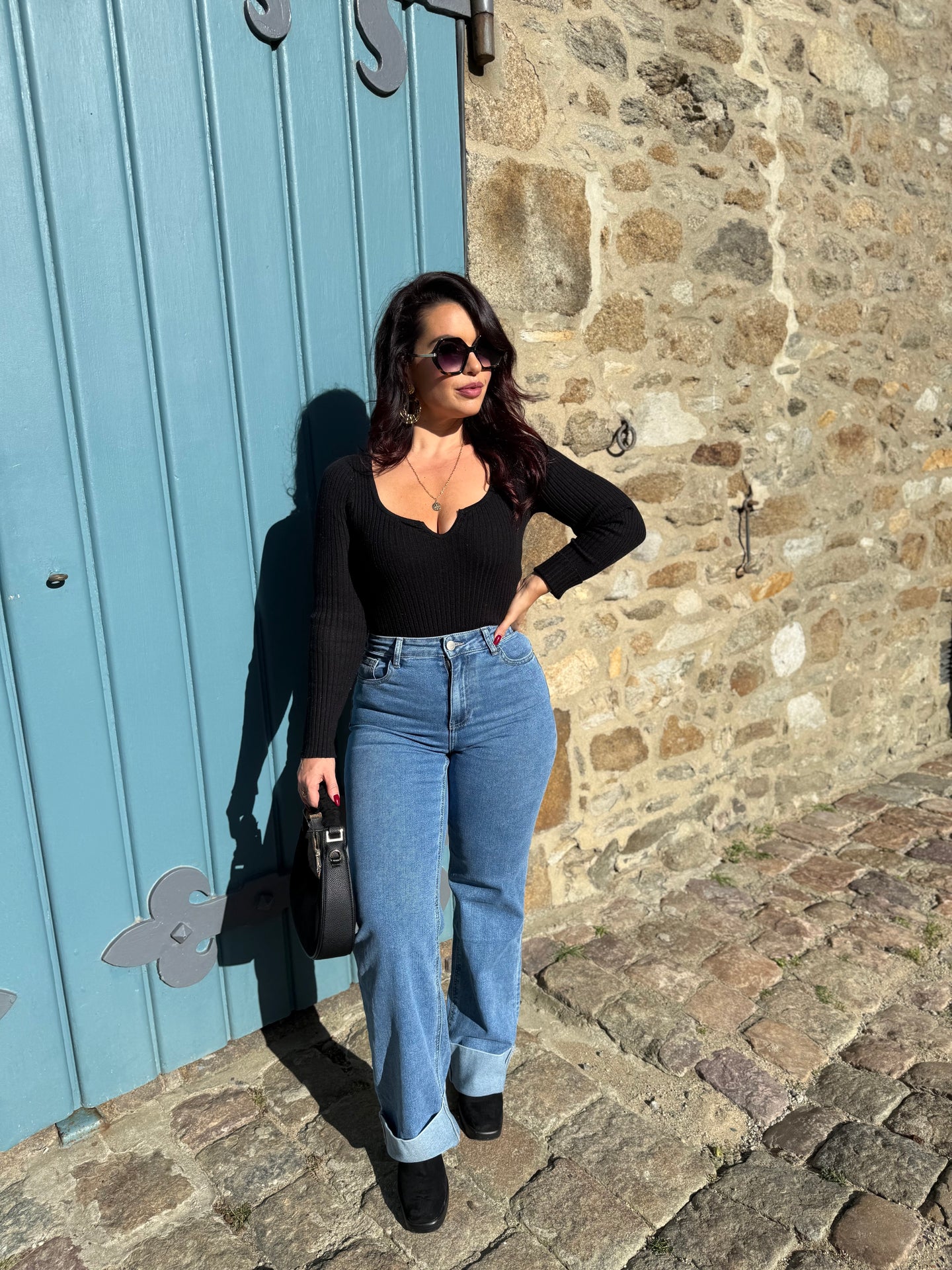 Jean wide leg avec revers LUMEA (34 au 42)