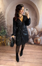 Charger l'image dans la galerie, Robe à sequins noir MEGARA (36 au 48)