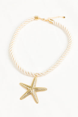 Collier Cordon Beige Étoile De Mer ☀️